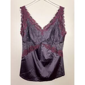 Tia Lyn Blue Lace Satin Soft Chemise Lingerie Tank Top Plus Size 3X